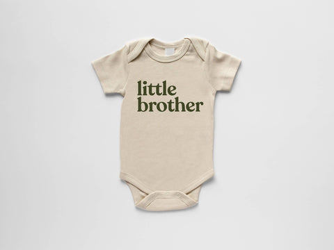 Cream Little Brother Organic Baby Bodysuit • Olive Ink