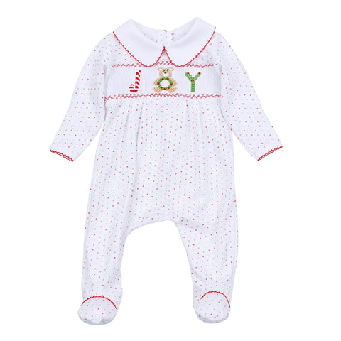 Christmas Joy Classics Smocked Collared Boy Footie