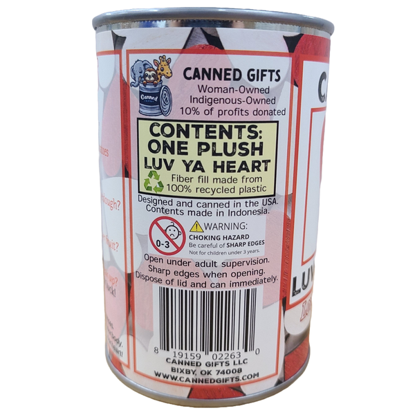 Canned Luv Ya Heart | Funny Jokes Valentine Gift Plush