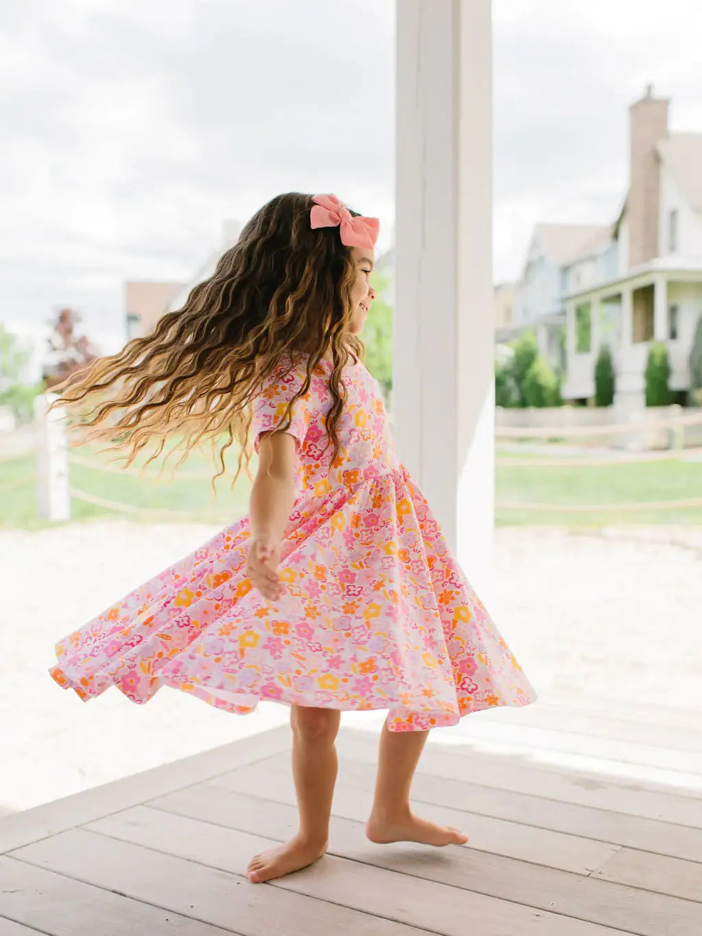 Classic Twirl in Retro Flowers | Girls Dress