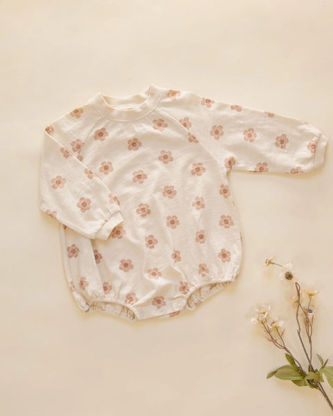Crew Neck Romper Pink Daisies