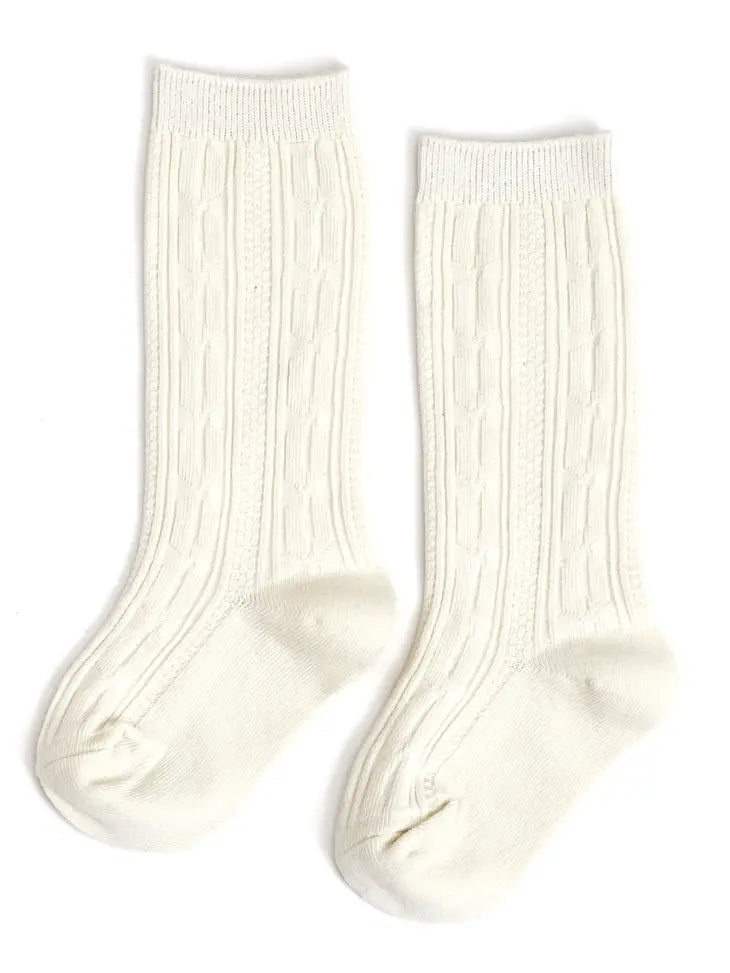 Ivory Cable Knit Knee High Socks