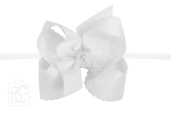 1/4" NYLON PANTYHOSE HEADBAND W/ SCALLOPED EDGE BOW