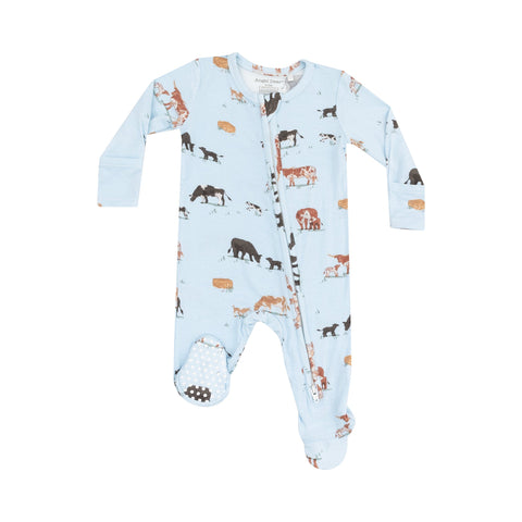 Cow Families 2 Way Zipper Footie