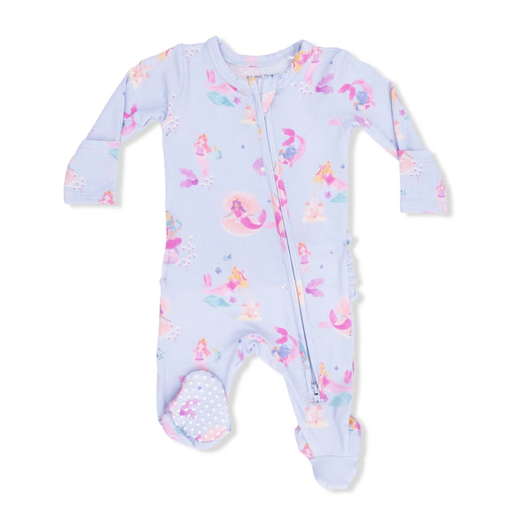 Mermaid Princesses - 2 Way Ruffle Back Zipper Footie