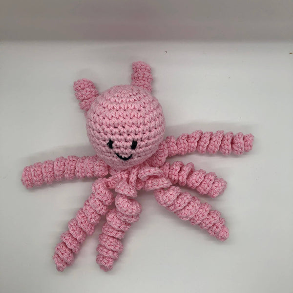 Hand crochet octopus for preemies in pink