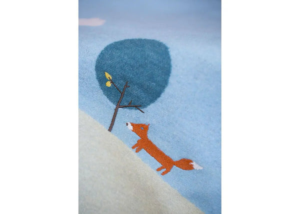 JUWEL baby blanket fox/tree with embroidery