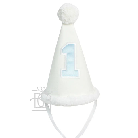 1st Birthday White Line with Light Blue Satin Number