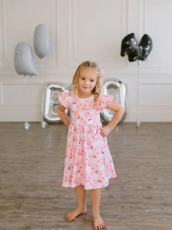 Olivia Dress in Floral Ghost | Girls Halloween Dress