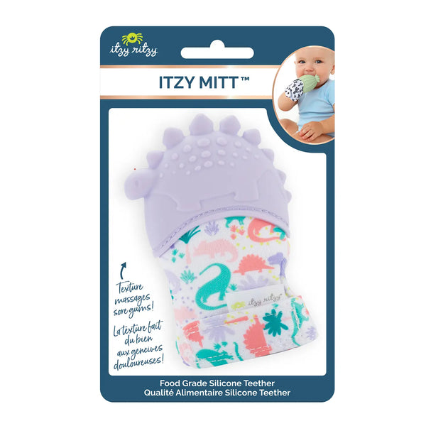 Itzy Mitt™ Silicone Teething Mitts- Lilac Dino