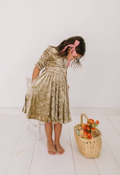 Pippa Dress in Gold Crushed Velvet