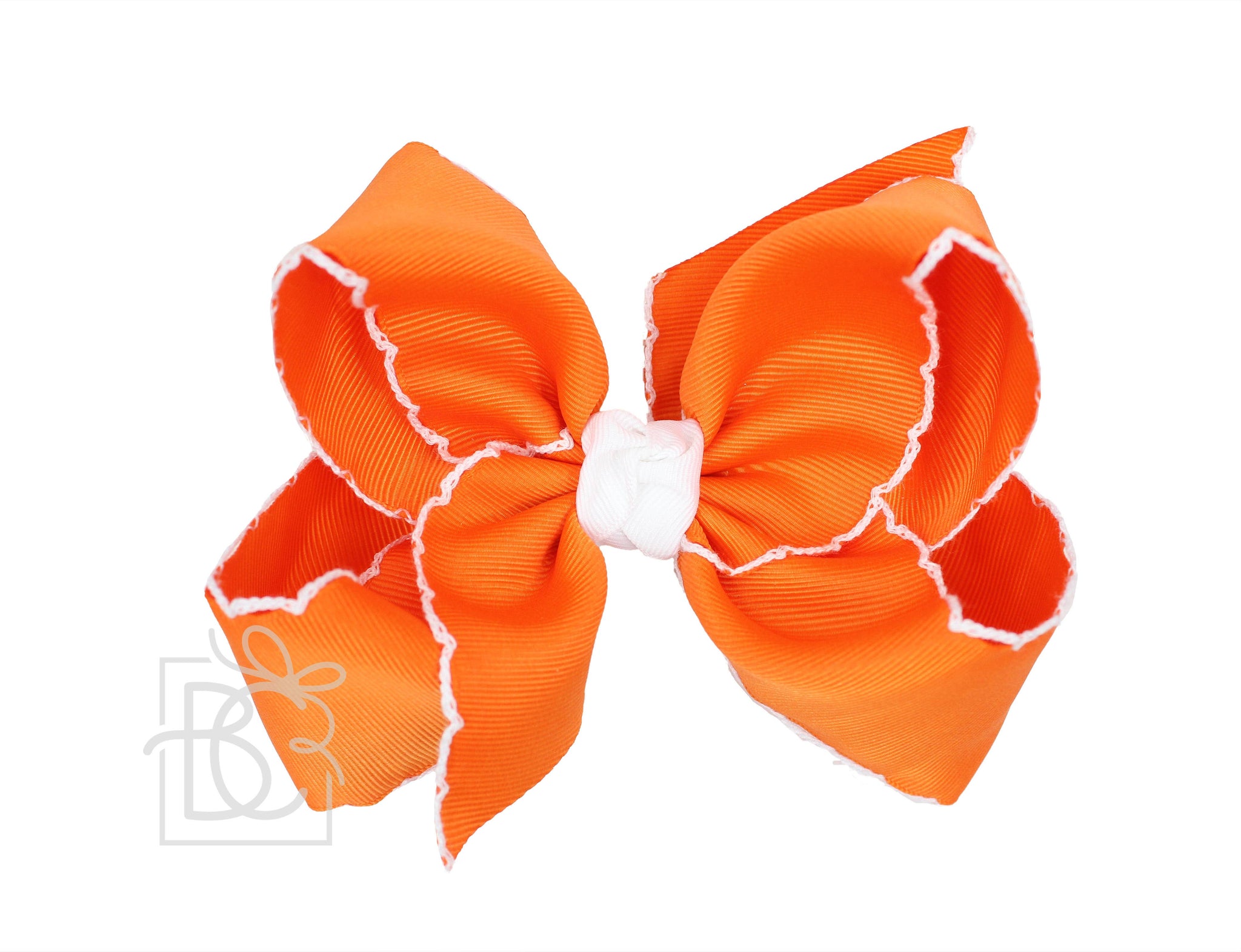 Crochet Edge Bows (Orange & White)