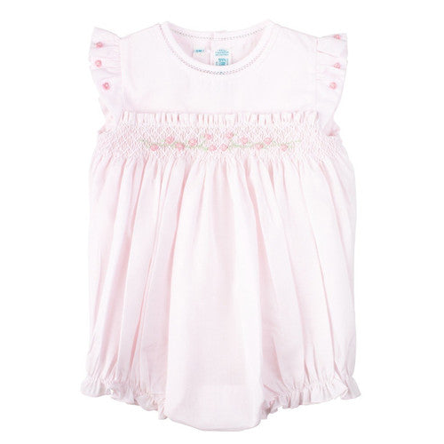 Rose Garden Collection Smocked Fly Sleeve Bubble- Pink