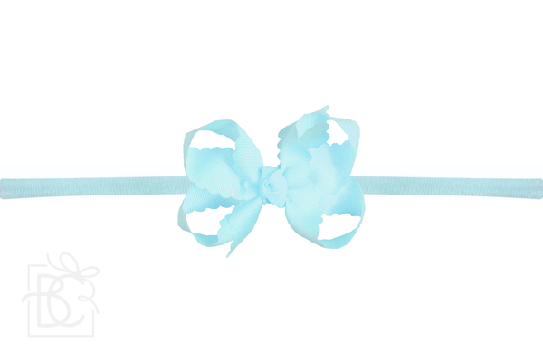 1/4" NYLON PANTYHOSE HEADBAND W/ SCALLOPED EDGE BOW