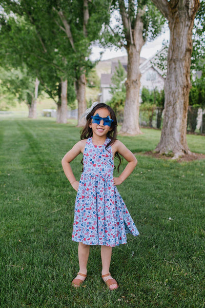 Sofia Dress in Blue Celebration | Girls Twirl Dress