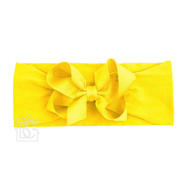 WIDE PANTYHOSE HEADBAND W/CLASSIC GROSGRAIN BOW: RED / 3+ Months / 4.5" Large
