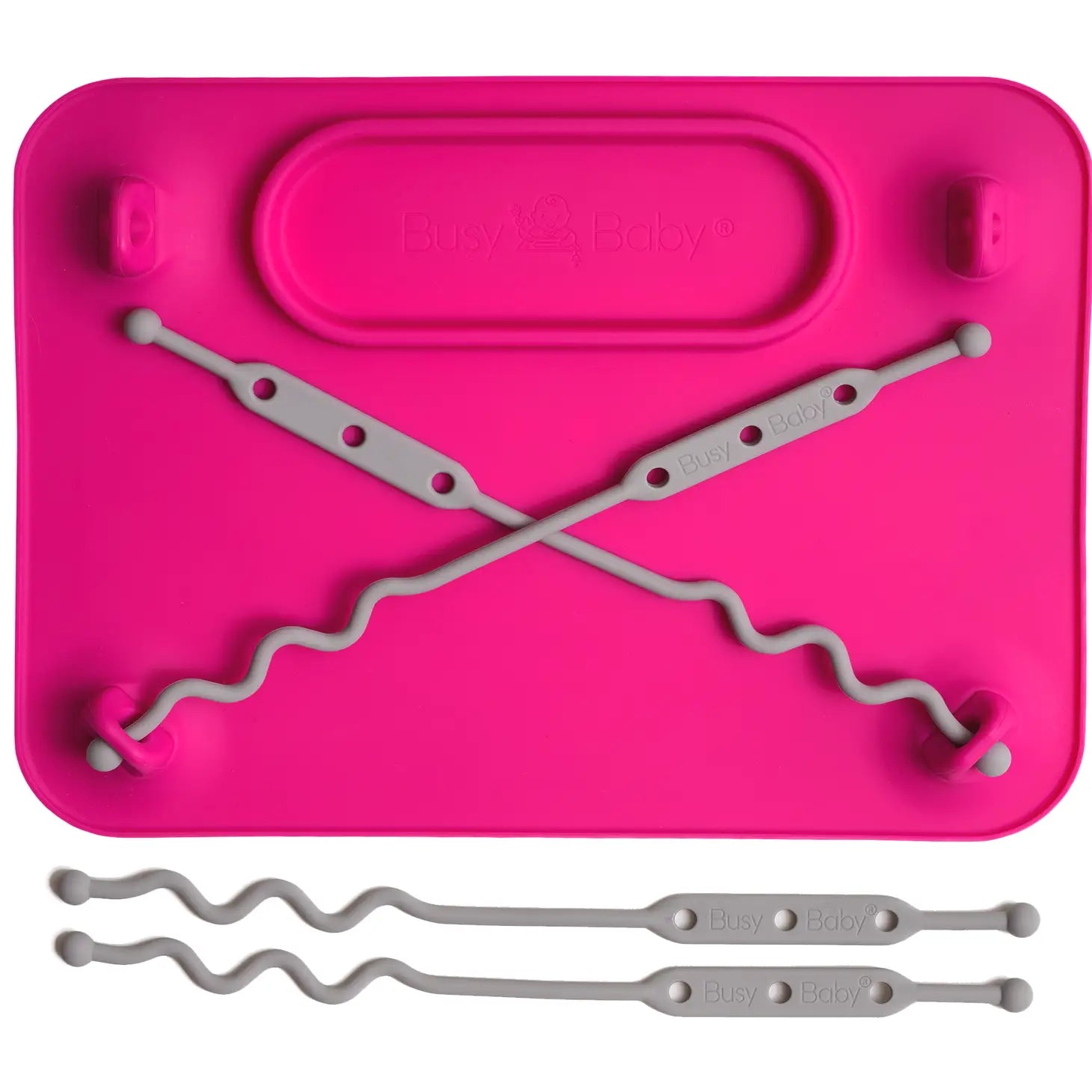 Busy Baby Silicone Placemat - 4 Tether Version (Pink)