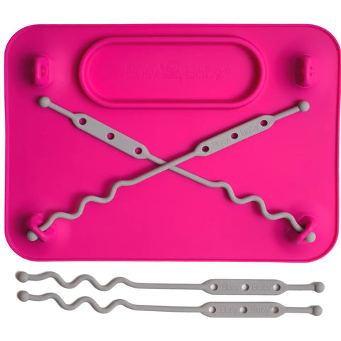 Busy Baby Silicone Placemat - 4 Tether Version (Pink)