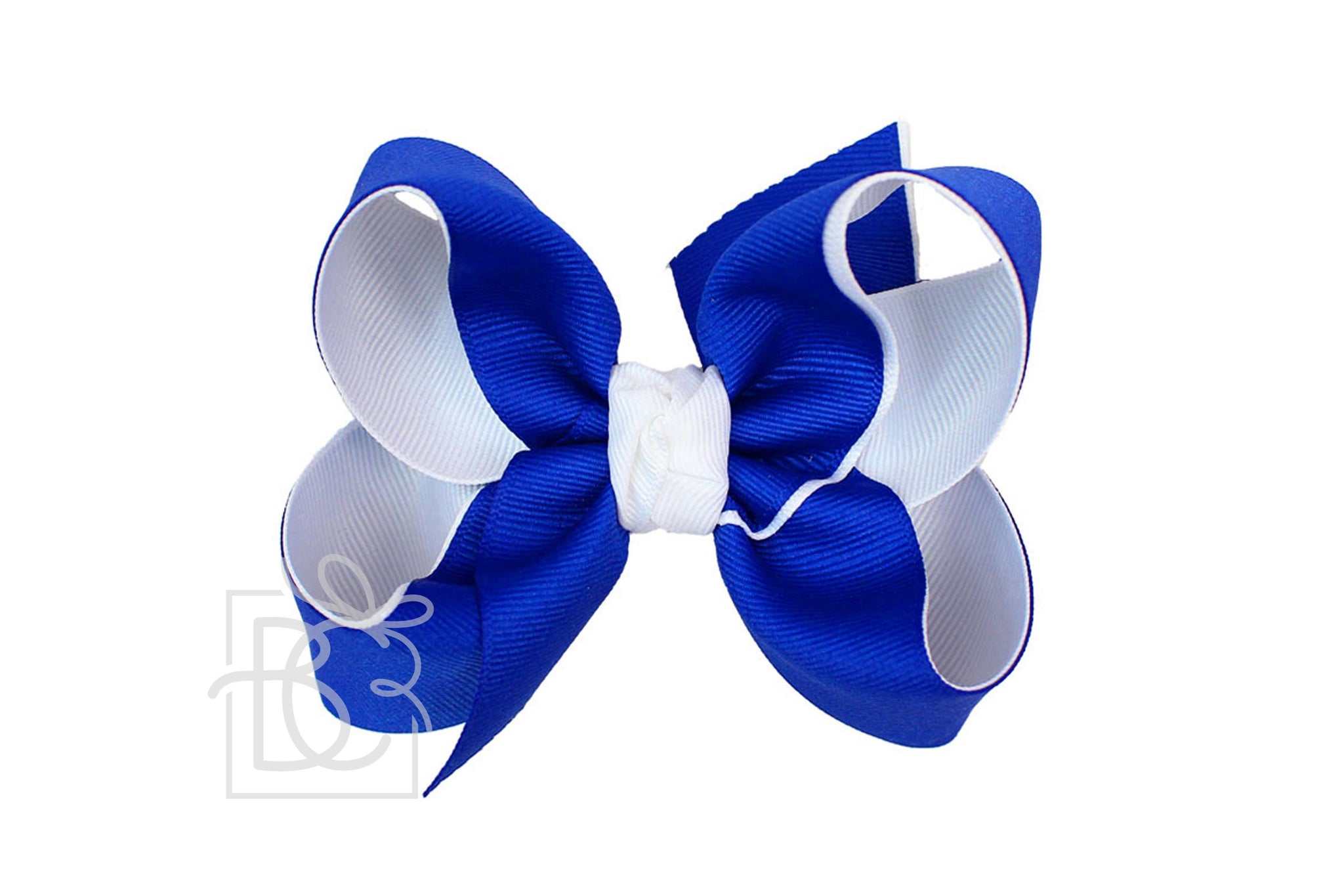 Layered Grosgrain Bow (Electric Blue & White)