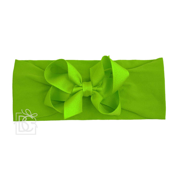 WIDE PANTYHOSE HEADBAND W/CLASSIC GROSGRAIN BOW: RED / 3+ Months / 4.5" Large