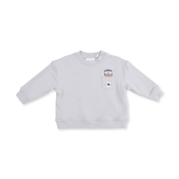 Vintage Airplane Pilots- Drop Sleeve Sweatshirt