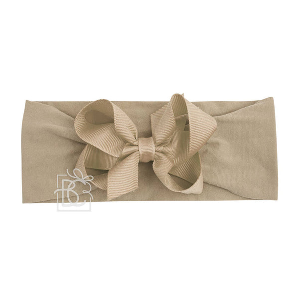 WIDE PANTYHOSE HEADBAND W/CLASSIC GROSGRAIN BOW: RED / 3+ Months / 4.5" Large