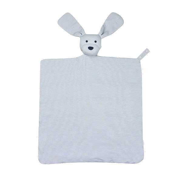 Dusty Bluev Mini-Stripe Dog Lovey + Paci clip holder