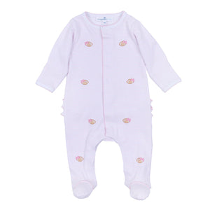 Touchdown Cutie Embroidered Ruffle Footie- Pink
