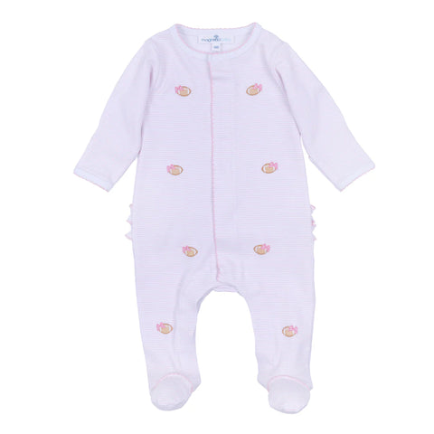 Touchdown Cutie Embroidered Ruffle Footie- Pink