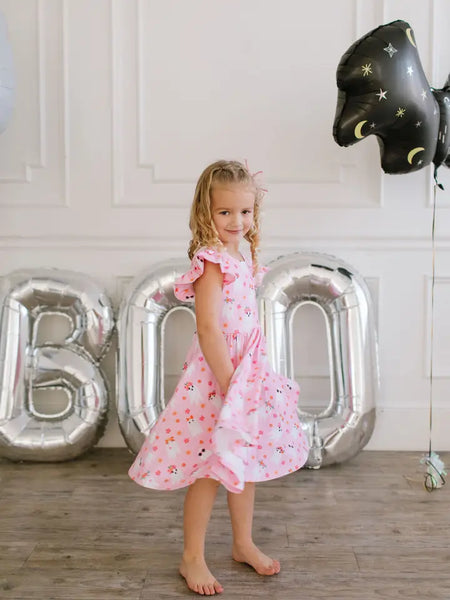 Olivia Dress in Floral Ghost | Girls Halloween Dress