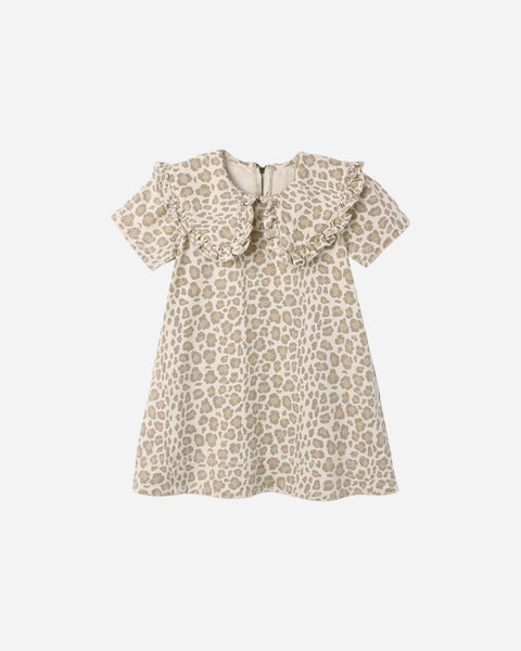 Collared Denim Mini Dress Leopard