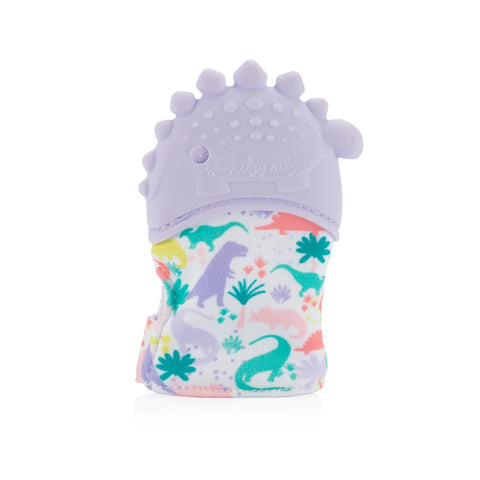 Itzy Mitt™ Silicone Teething Mitts- Lilac Dino