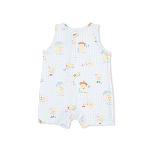 Vintage Spring Ducklings Green - Sleeveless Shortie Romper
