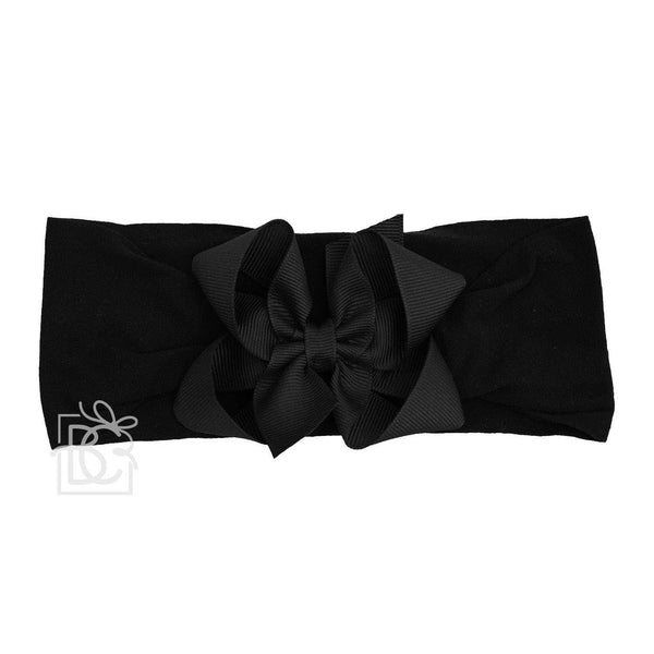 WIDE PANTYHOSE HEADBAND W/CLASSIC GROSGRAIN BOW: RED / 3+ Months / 4.5" Large