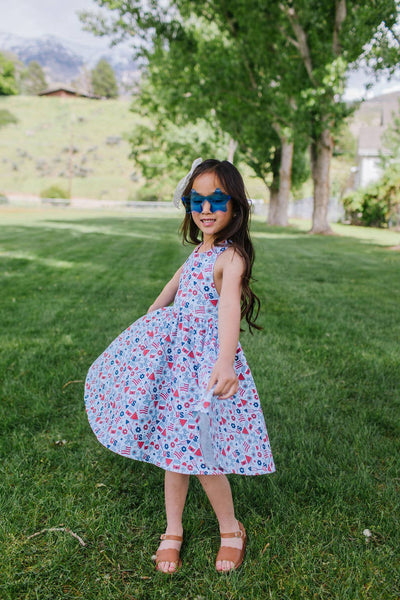 Sofia Dress in Blue Celebration | Girls Twirl Dress