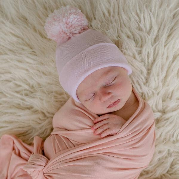 Liv Pink Pom Pom Newborn Girl Hospital Hat