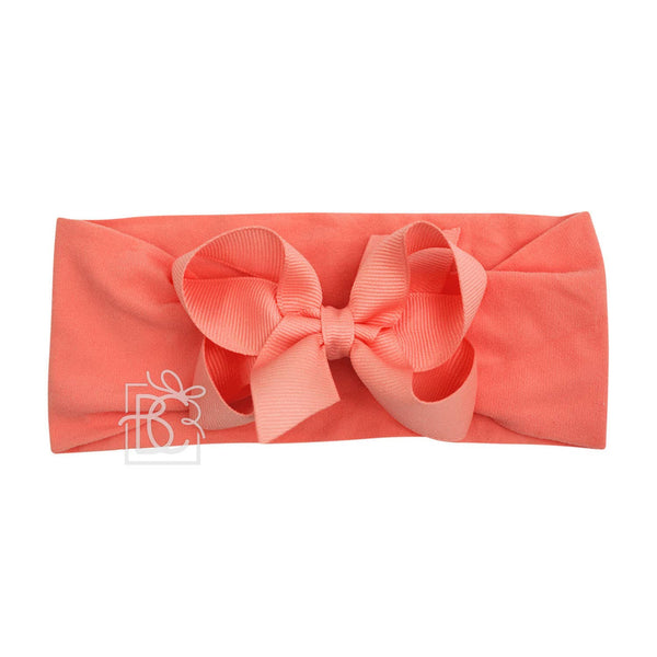 WIDE PANTYHOSE HEADBAND W/CLASSIC GROSGRAIN BOW: RED / 3+ Months / 4.5" Large