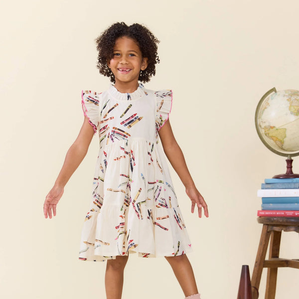 Girls Jennifer Dress- Tossed Crayons