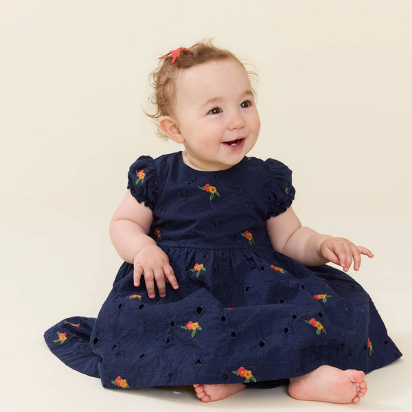 Baby Girls Eliza Dress- Eyelet Embroidery