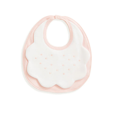 Pima & Terry Bib with Dot Embroidery Pink