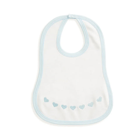 Pima & Terry Bib with Heart Embroidery Blue