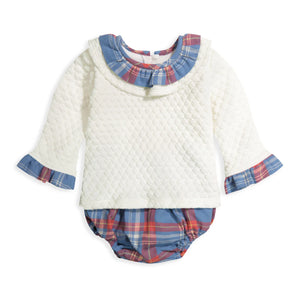 Georgina Bloomer Set- Ivory with Peri Plaid (FINAL SALE)