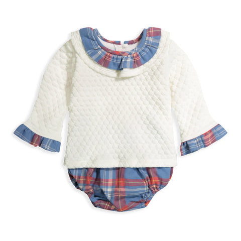 Georgina Bloomer Set- Ivory with Peri Plaid (FINAL SALE)