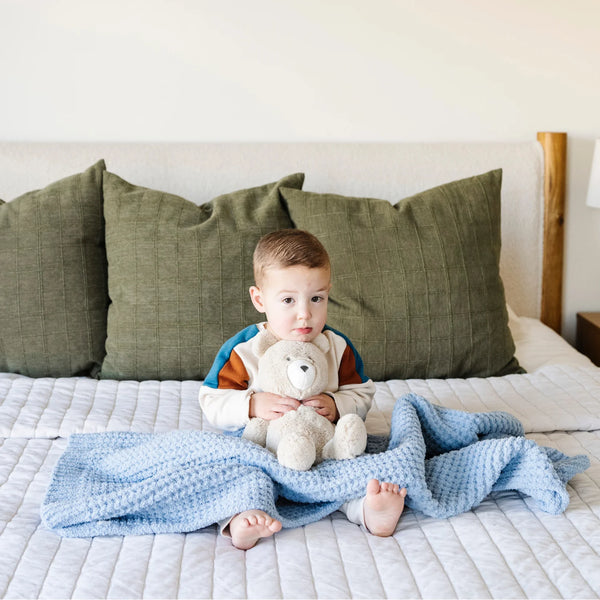 Waffle Knit Receiving Blankets (Blue Jay)