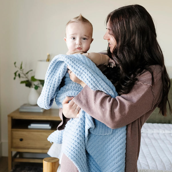 Waffle Knit Receiving Blankets (Blue Jay)
