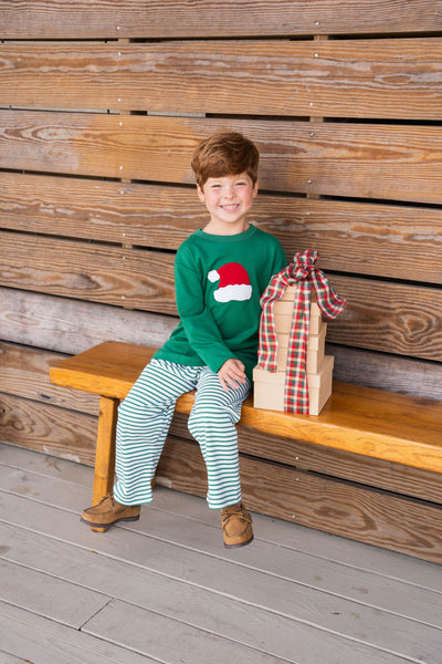 2 Piece Applique Pant Set Santa Hat