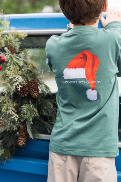Santa Hat Graphic Long Sleeve Pocket Tee