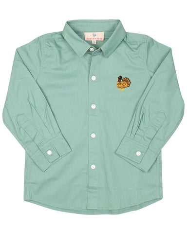 Turkey Embroidered Sage Green Shirt