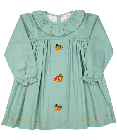 Turkey Embroidered Sage Green Dress