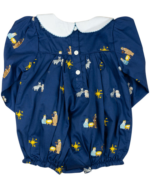 Nativity Embroidered Navy Bubble